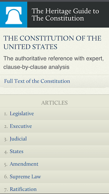 Heritage Constitution home page screenshot at narrow viewport dimentions